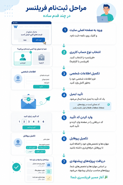 مراحل ثبت نام به عنوان یک فریلنسر و شروع دریافت پروژه